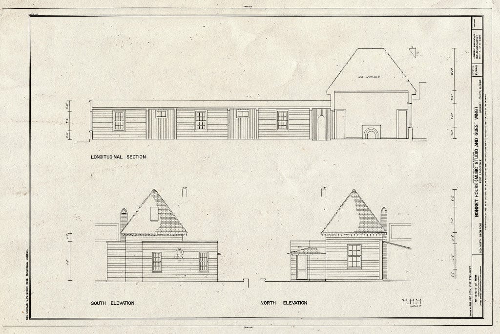 Blueprint HABS FLA,6-FOLAU,1D- (Sheet 3 of 3) - Bonnet House, Music Studio & Guest Wing, 900 North Birch Road, Fort Lauderdale, Broward County, FL