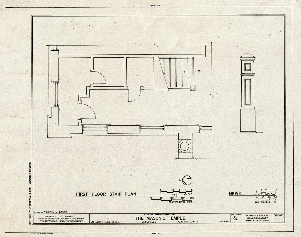 Blueprint HABS FLA,1-GAINV,5- (Sheet 4 of 16) - Masonic Temple, Lodge F. & A. M. No. 41, 215 North Main Street, Gainesville, Alachua County, FL