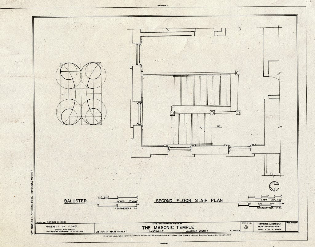 Blueprint HABS FLA,1-GAINV,5- (Sheet 5 of 16) - Masonic Temple, Lodge F. & A. M. No. 41, 215 North Main Street, Gainesville, Alachua County, FL
