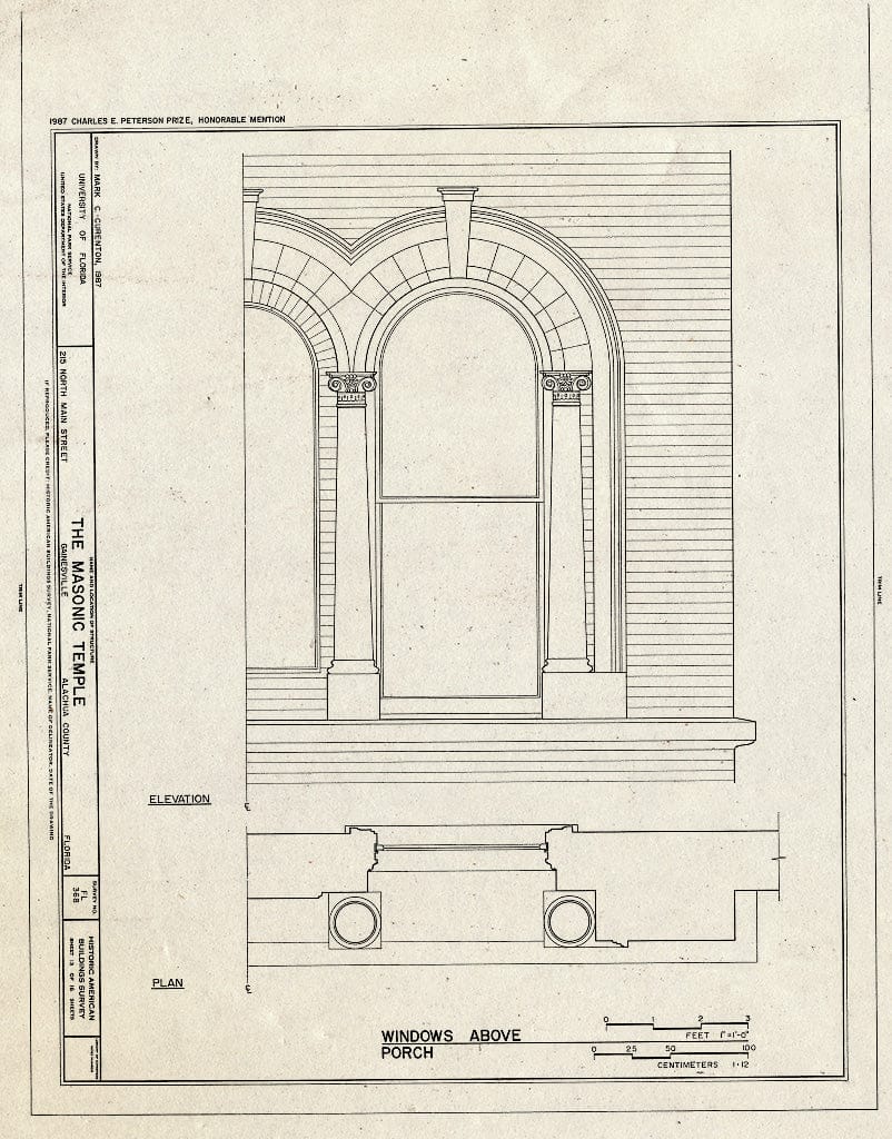 Blueprint HABS FLA,1-GAINV,5- (Sheet 13 of 16) - Masonic Temple, Lodge F. & A. M. No. 41, 215 North Main Street, Gainesville, Alachua County, FL