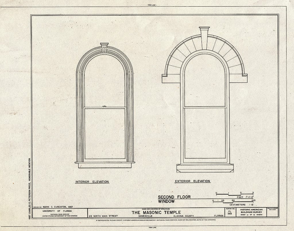 Blueprint HABS FLA,1-GAINV,5- (Sheet 14 of 16) - Masonic Temple, Lodge F. & A. M. No. 41, 215 North Main Street, Gainesville, Alachua County, FL