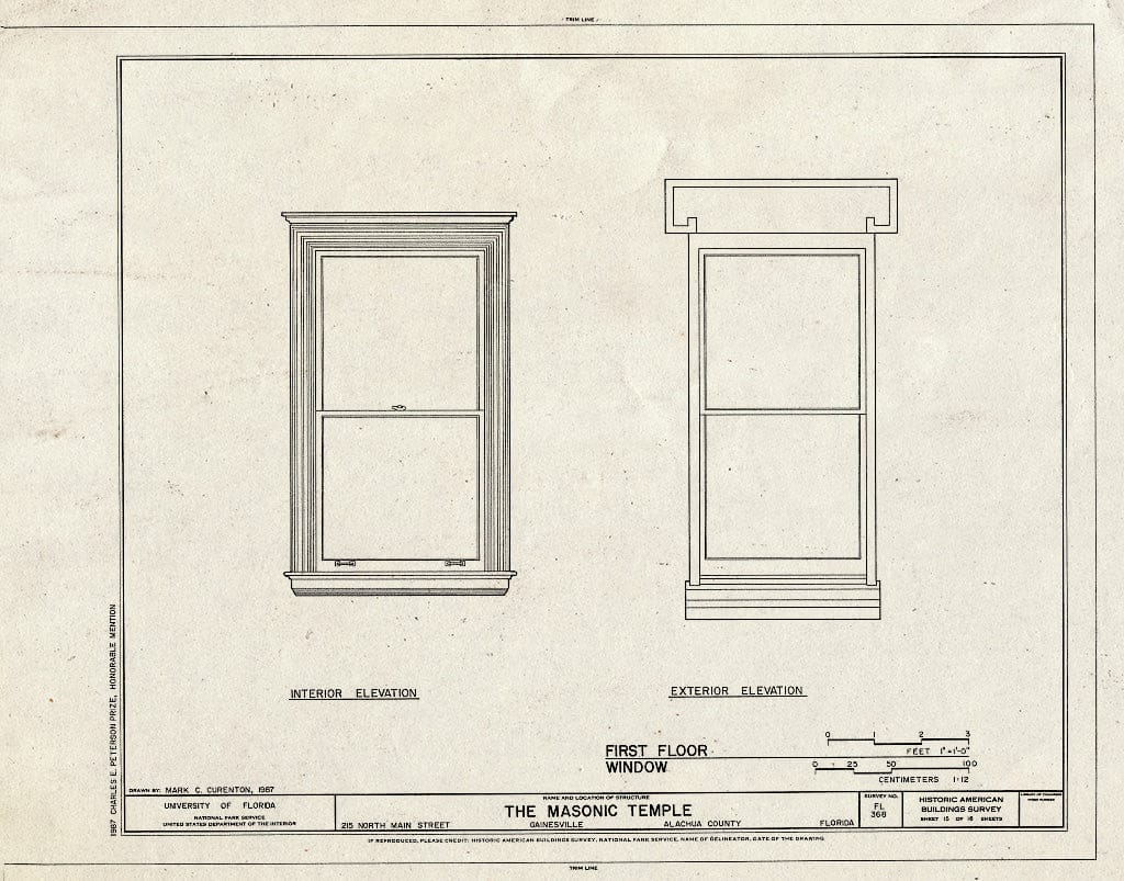 Blueprint HABS FLA,1-GAINV,5- (Sheet 15 of 16) - Masonic Temple, Lodge F. & A. M. No. 41, 215 North Main Street, Gainesville, Alachua County, FL