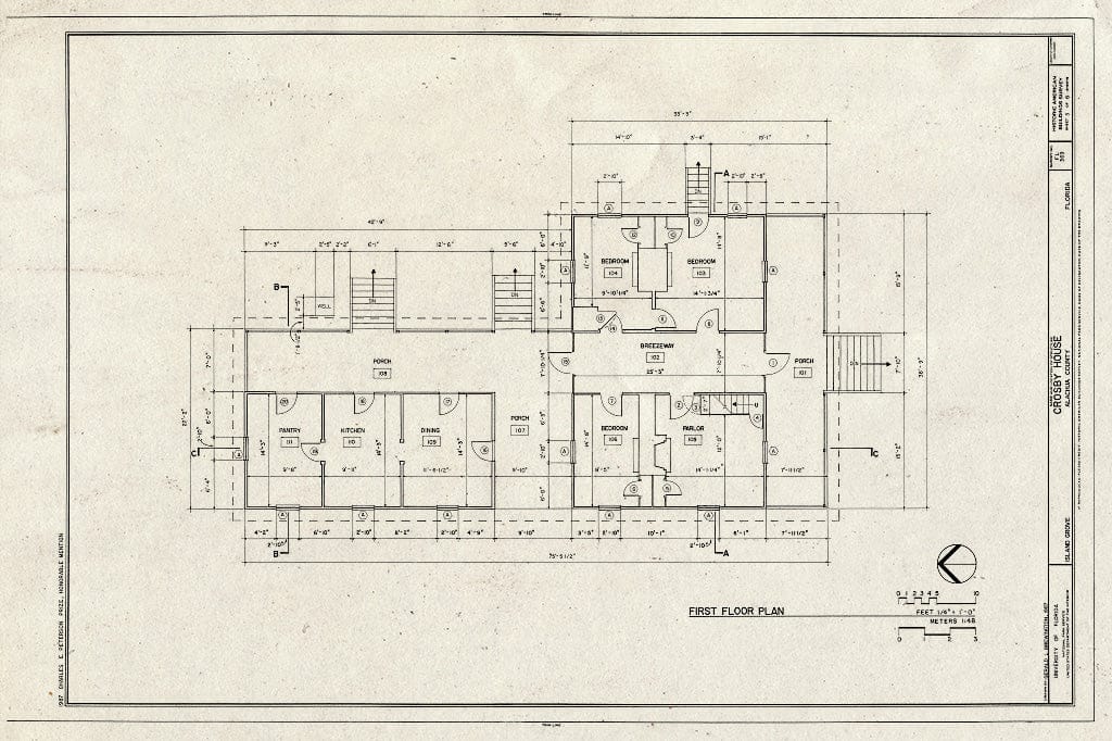 Blueprint HABS FLA,1-IGRO,1- (Sheet 3 of 8) - Crosby House, State Road 200-A, Island Grove, Alachua County, FL