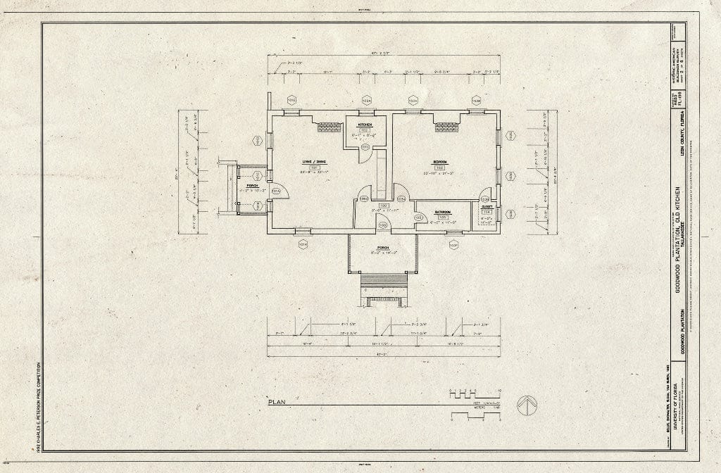 Blueprint HABS FLA,37-TALA.V,1-B- (Sheet 2 of 8) - Goodwood Plantation, Old Kitchen, Tallahassee, Leon County, FL