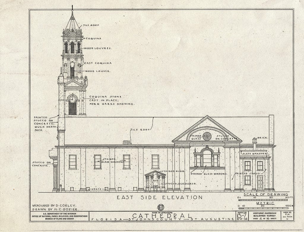 Blueprint HABS FLA,55-SAUG,2- (Sheet 4 of 16) - The Cathedral, St. George & Cathedral Streets, Saint Augustine, St. Johns County, FL