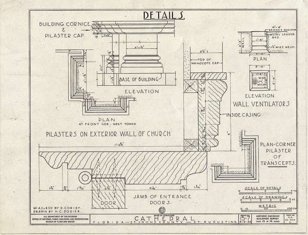 Blueprint HABS FLA,55-SAUG,2- (Sheet 15 of 16) - The Cathedral, St. George & Cathedral Streets, Saint Augustine, St. Johns County, FL
