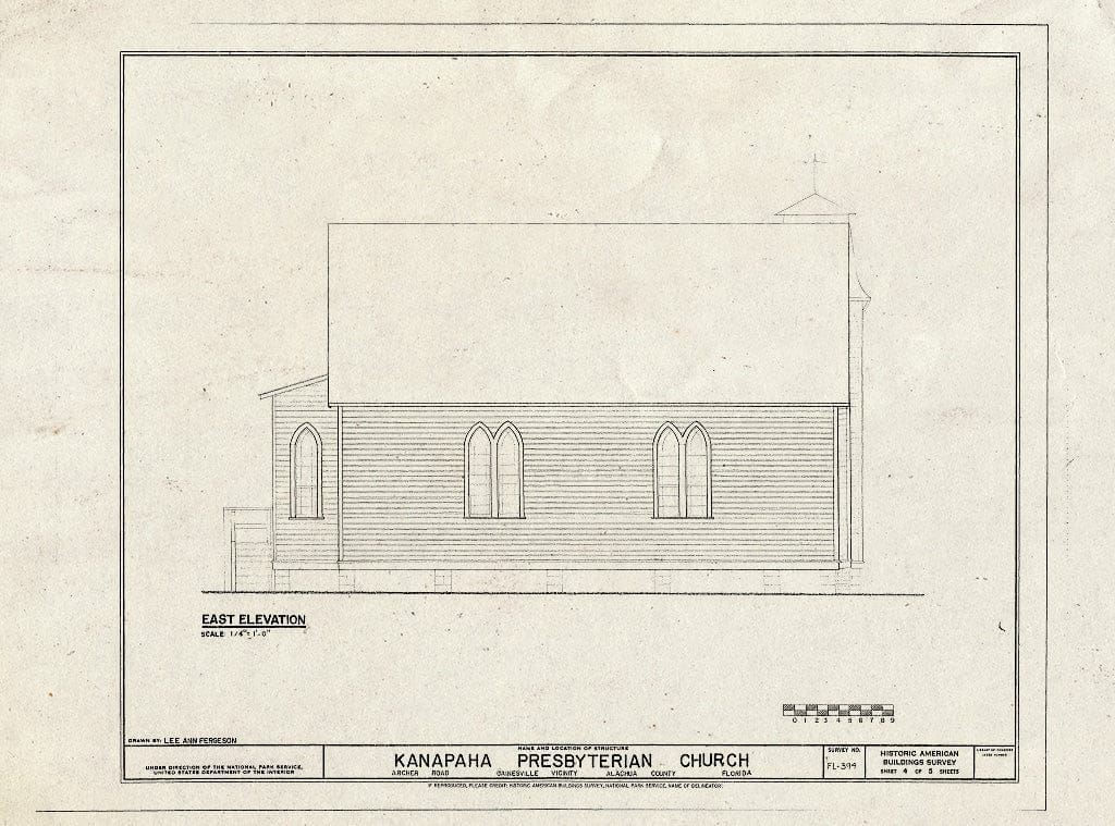 Blueprint HABS FL-394 (Sheet 4 of 5) - Kanapaha Presbyterian Church, Archer Road, Gainesville, Alachua County, FL