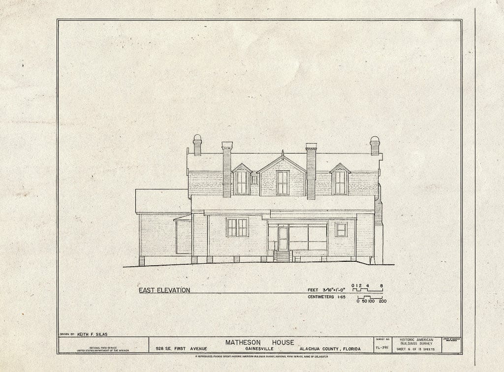 Blueprint HABS FL-395 (Sheet 6 of 13) - Matheson House, 528 Southeast First Avenue, Gainesville, Alachua County, FL