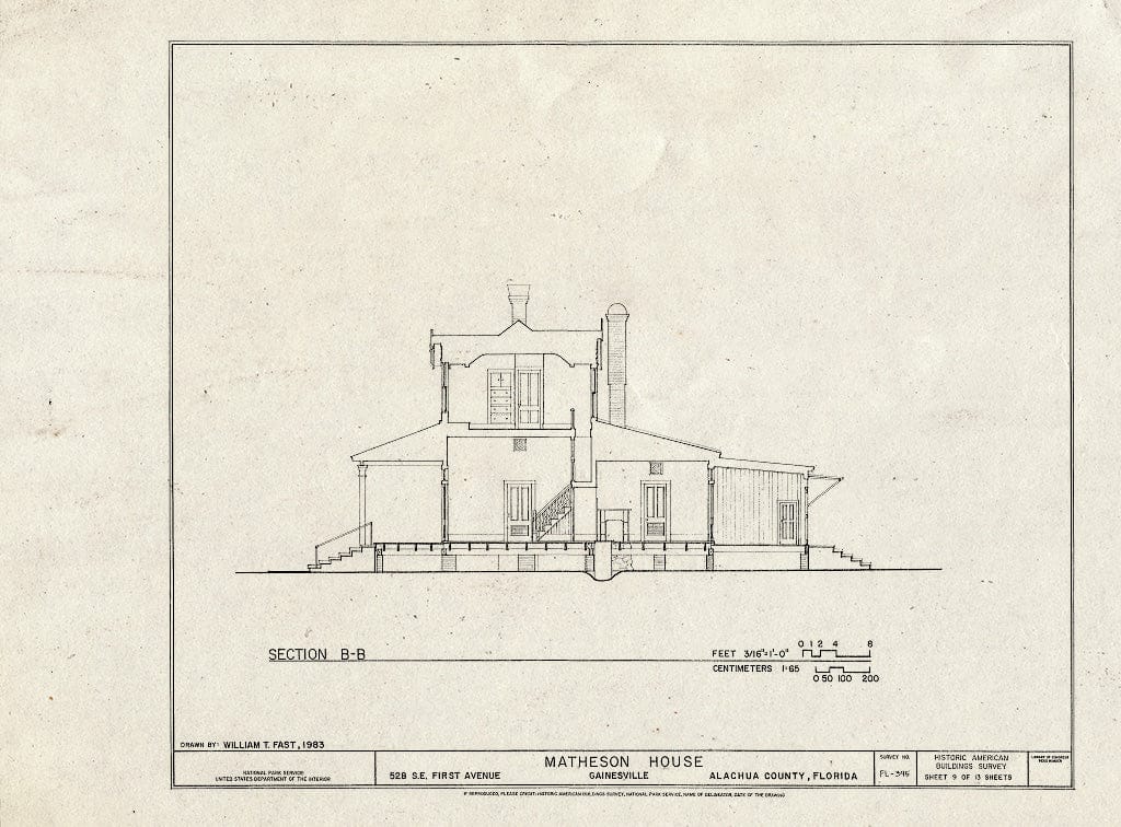 Blueprint HABS FL-395 (Sheet 9 of 13) - Matheson House, 528 Southeast First Avenue, Gainesville, Alachua County, FL