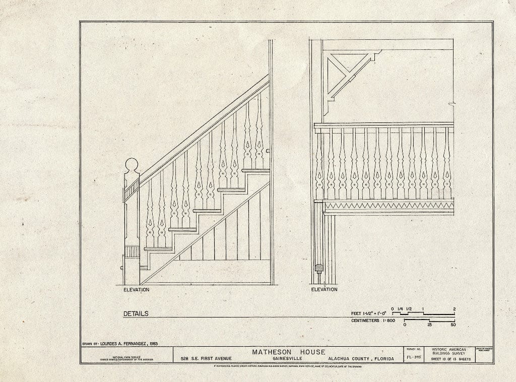 Blueprint HABS FL-395 (Sheet 10 of 13) - Matheson House, 528 Southeast First Avenue, Gainesville, Alachua County, FL