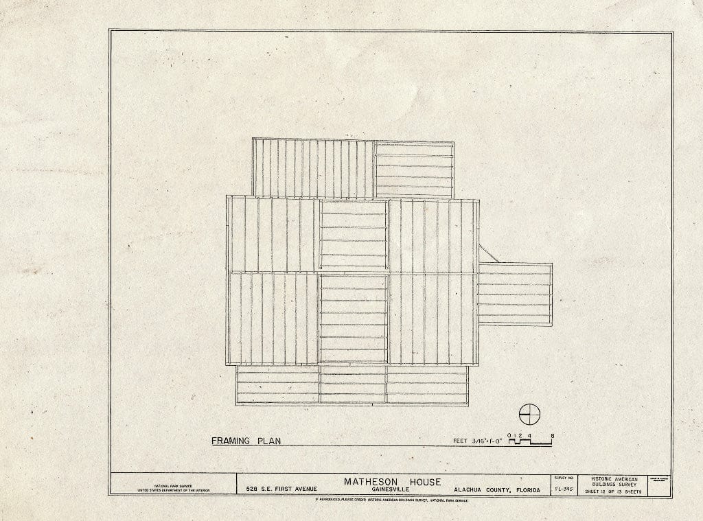 Blueprint HABS FL-395 (Sheet 12 of 13) - Matheson House, 528 Southeast First Avenue, Gainesville, Alachua County, FL