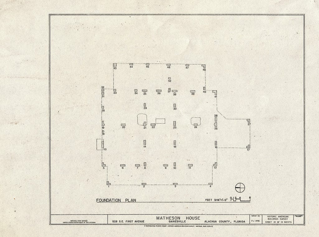 Blueprint HABS FL-395 (Sheet 13 of 13) - Matheson House, 528 Southeast First Avenue, Gainesville, Alachua County, FL