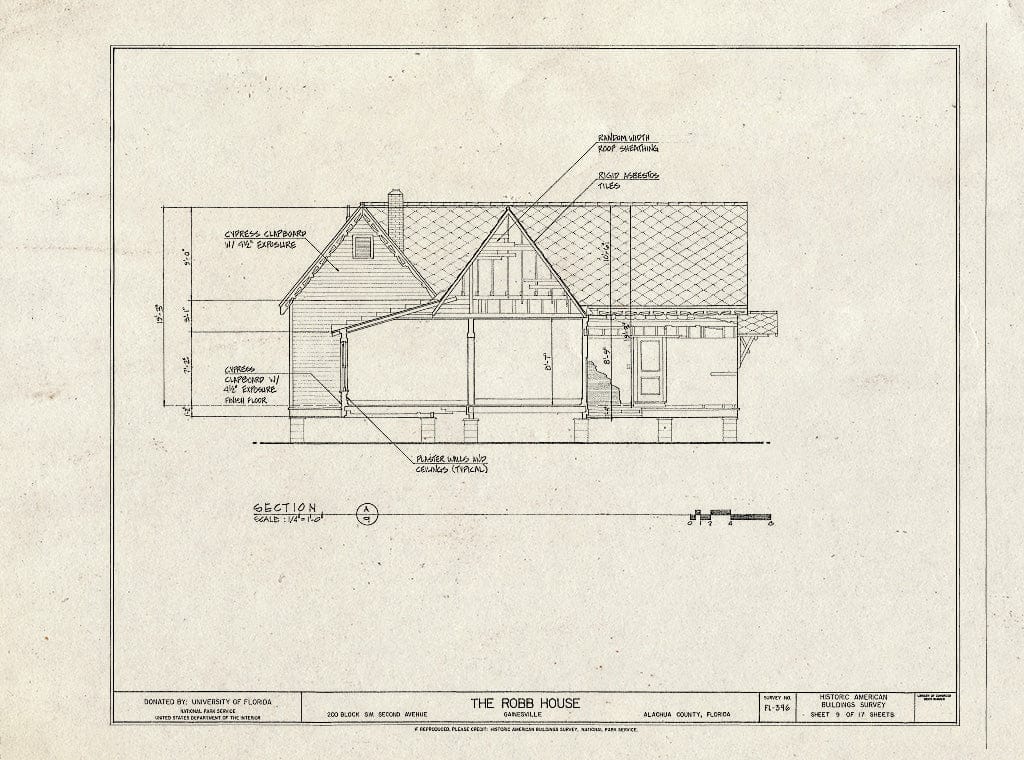 Blueprint HABS FL-396 (Sheet 9 of 17) - Robb House, 200 Block Southwest Second Avenue, Gainesville, Alachua County, FL