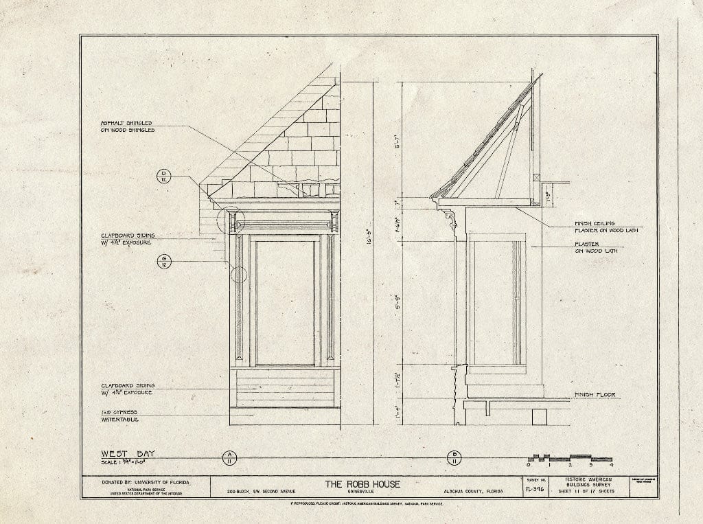 Blueprint HABS FL-396 (Sheet 11 of 17) - Robb House, 200 Block Southwest Second Avenue, Gainesville, Alachua County, FL
