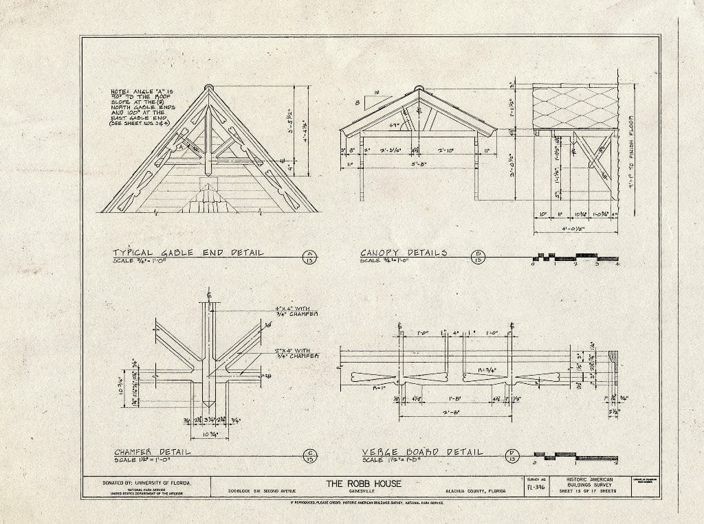 Blueprint HABS FL-396 (Sheet 13 of 17) - Robb House, 200 Block Southwest Second Avenue, Gainesville, Alachua County, FL
