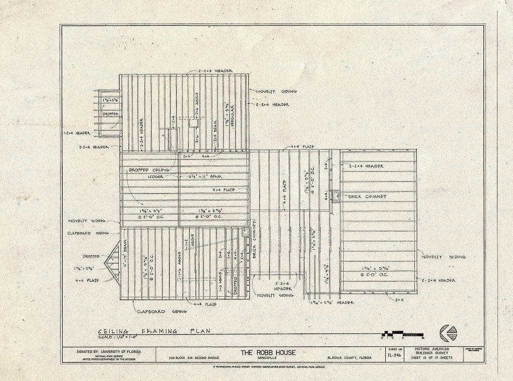Blueprint HABS FL-396 (Sheet 15 of 17) - Robb House, 200 Block Southwest Second Avenue, Gainesville, Alachua County, FL