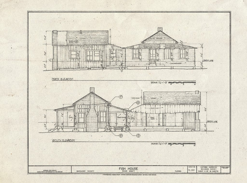 Blueprint HABS FL-397 (Sheet 4 of 10) - Fish House, Macclenny, Baker County, FL