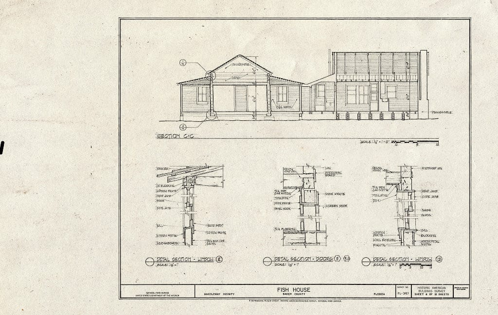 Blueprint HABS FL-397 (Sheet 6 of 10) - Fish House, Macclenny, Baker County, FL