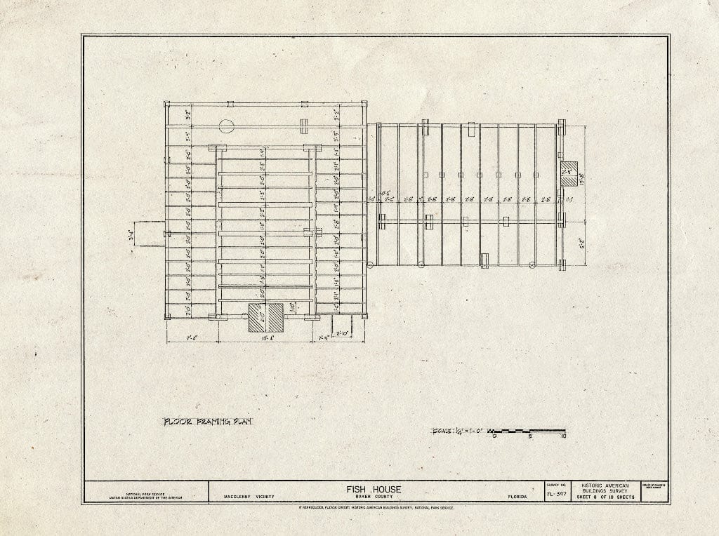 Blueprint HABS FL-397 (Sheet 8 of 10) - Fish House, Macclenny, Baker County, FL