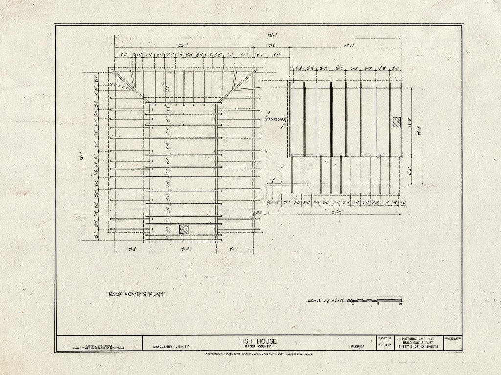Blueprint HABS FL-397 (Sheet 9 of 10) - Fish House, Macclenny, Baker County, FL