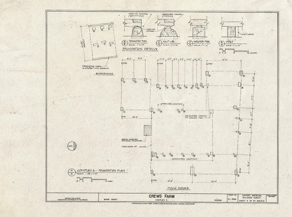 Blueprint HABS FL-398 (Sheet 4 of 24) - Crews Farm, Macclenny, Baker County, FL