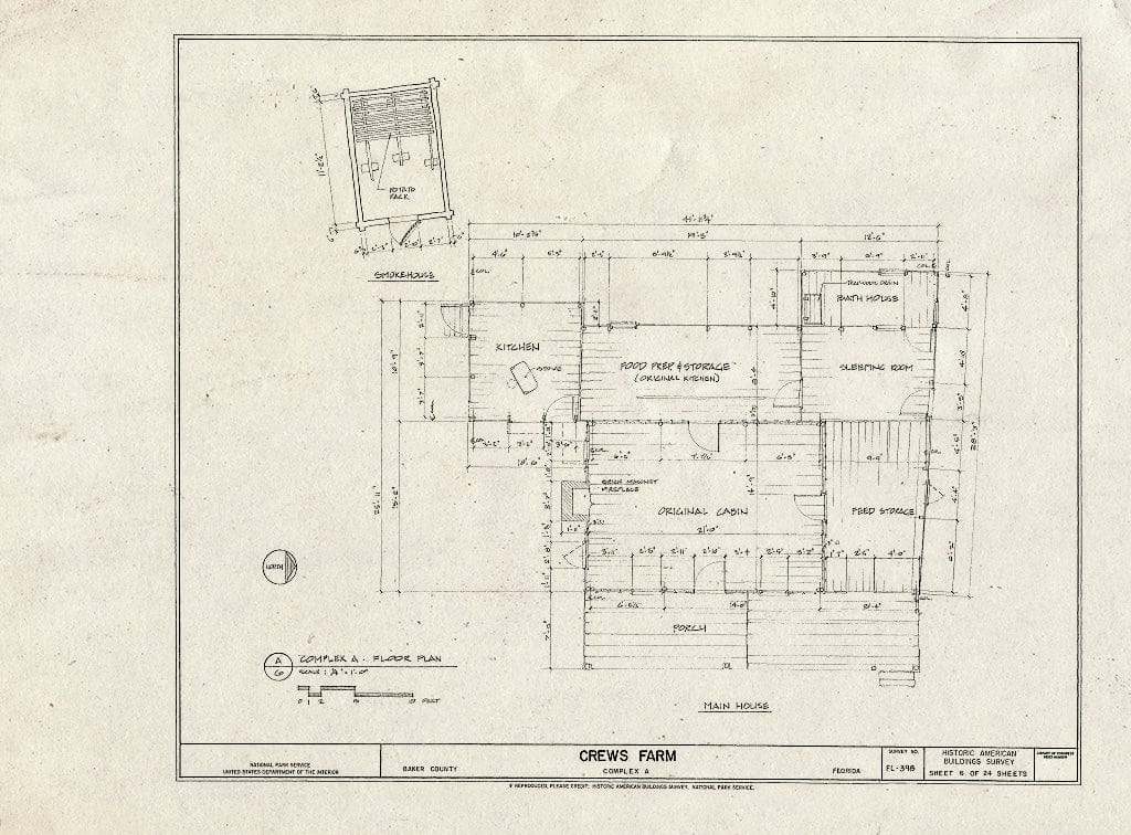Blueprint HABS FL-398 (Sheet 6 of 24) - Crews Farm, Macclenny, Baker County, FL