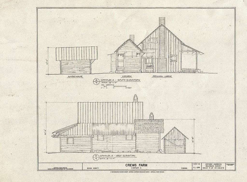 Blueprint HABS FL-398 (Sheet 9 of 24) - Crews Farm, Macclenny, Baker County, FL
