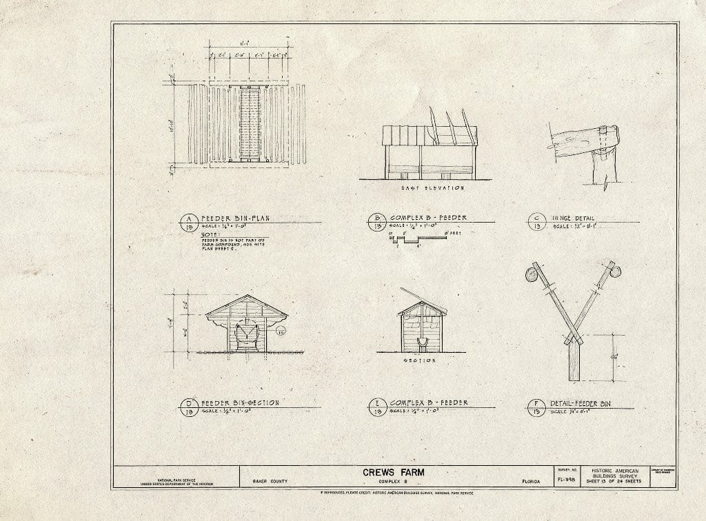 Blueprint HABS FL-398 (Sheet 13 of 24) - Crews Farm, Macclenny, Baker County, FL