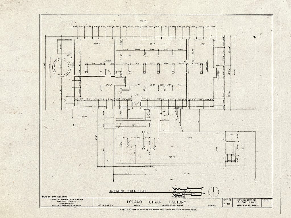 Blueprint HABS FL-400 (Sheet 3 of 22) - Lozano Cigar Factory, 1410 North Twenty-First Street, Tampa, Hillsborough County, FL