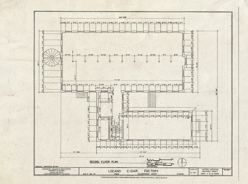 Blueprint HABS FL-400 (Sheet 5 of 22) - Lozano Cigar Factory, 1410 North Twenty-First Street, Tampa, Hillsborough County, FL