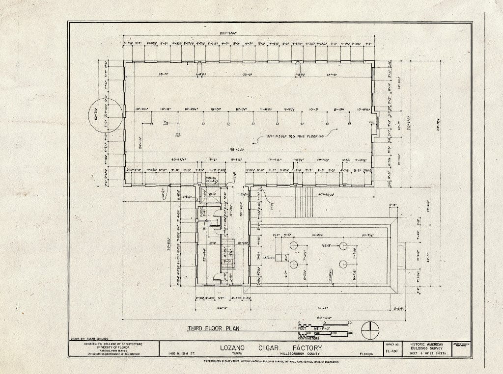 Blueprint HABS FL-400 (Sheet 6 of 22) - Lozano Cigar Factory, 1410 North Twenty-First Street, Tampa, Hillsborough County, FL