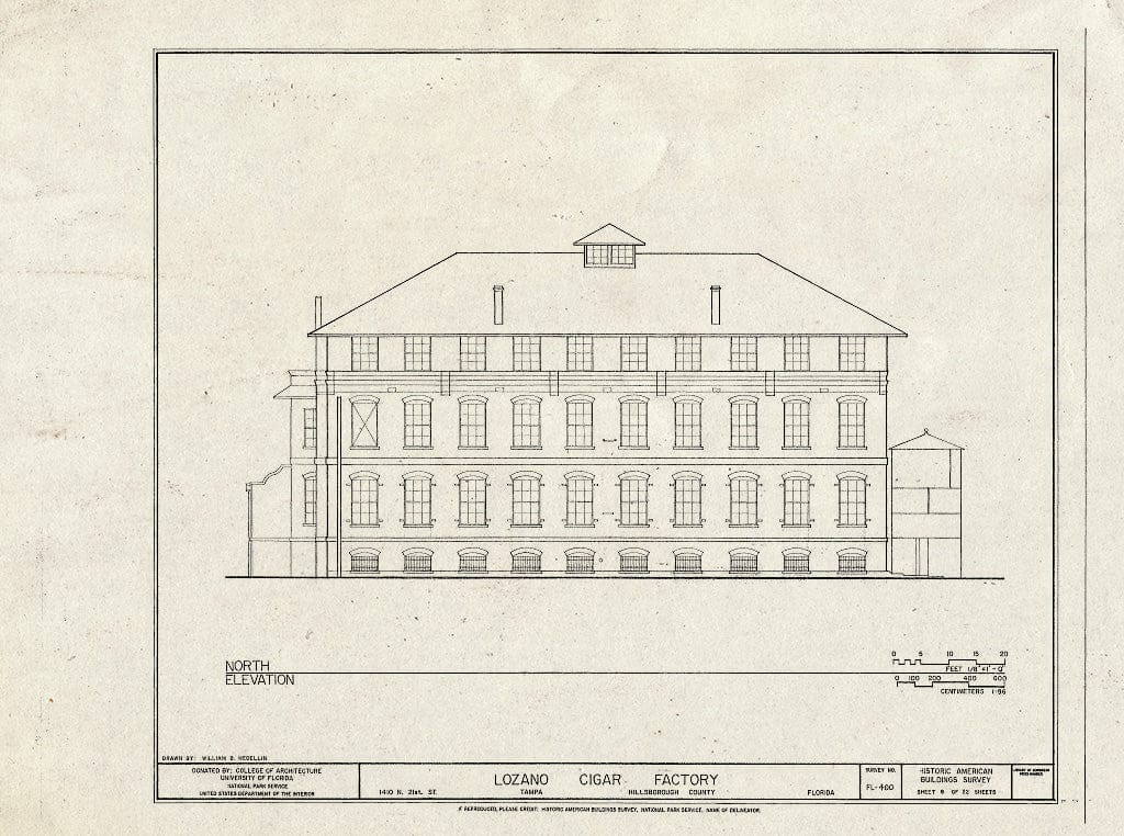 Blueprint HABS FL-400 (Sheet 8 of 22) - Lozano Cigar Factory, 1410 North Twenty-First Street, Tampa, Hillsborough County, FL