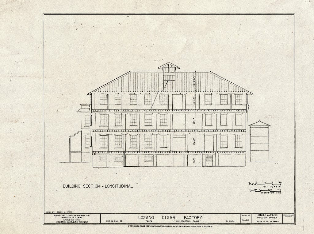 Blueprint HABS FL-400 (Sheet 11 of 22) - Lozano Cigar Factory, 1410 North Twenty-First Street, Tampa, Hillsborough County, FL