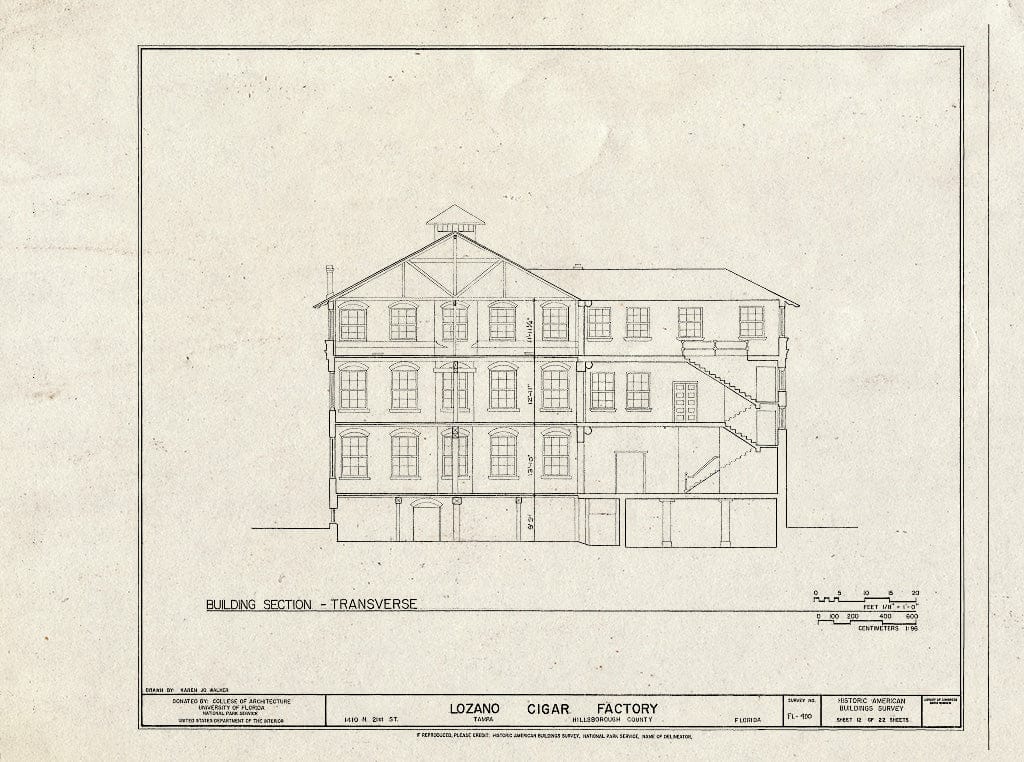 Blueprint HABS FL-400 (Sheet 12 of 22) - Lozano Cigar Factory, 1410 North Twenty-First Street, Tampa, Hillsborough County, FL