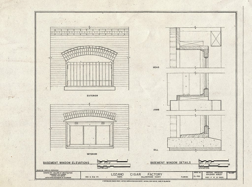 Blueprint HABS FL-400 (Sheet 17 of 22) - Lozano Cigar Factory, 1410 North Twenty-First Street, Tampa, Hillsborough County, FL