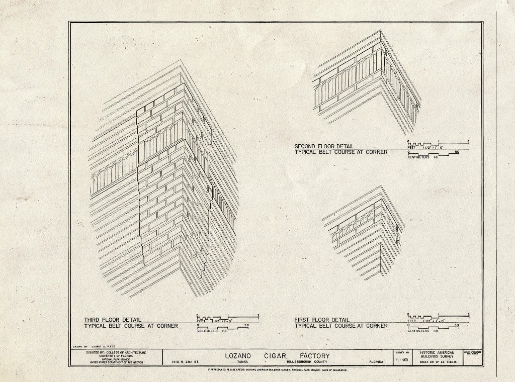 Blueprint HABS FL-400 (Sheet 20 of 22) - Lozano Cigar Factory, 1410 North Twenty-First Street, Tampa, Hillsborough County, FL