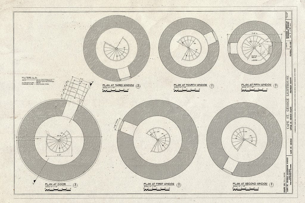 Blueprint Plans - Cape Saint George Lighthouse, Cape St. George, Apalachicola, Franklin County, FL
