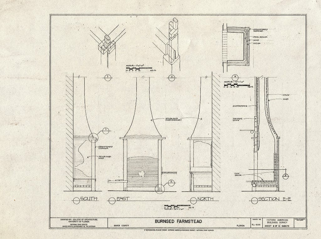 Blueprint HABS FL-444 (Sheet 8 of 12) - Burnsed Farmstead, Near Route 127 & St. Mary's River, Macclenny, Baker County, FL