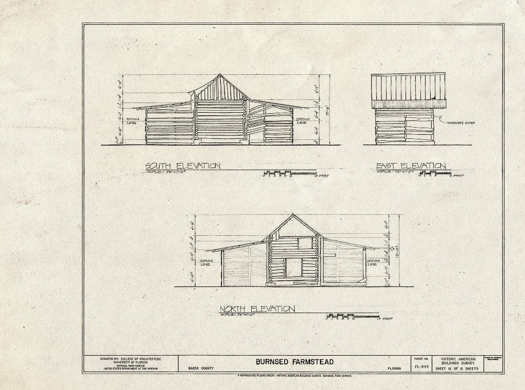 Blueprint HABS FL-444 (Sheet 12 of 12) - Burnsed Farmstead, Near Route 127 & St. Mary's River, Macclenny, Baker County, FL
