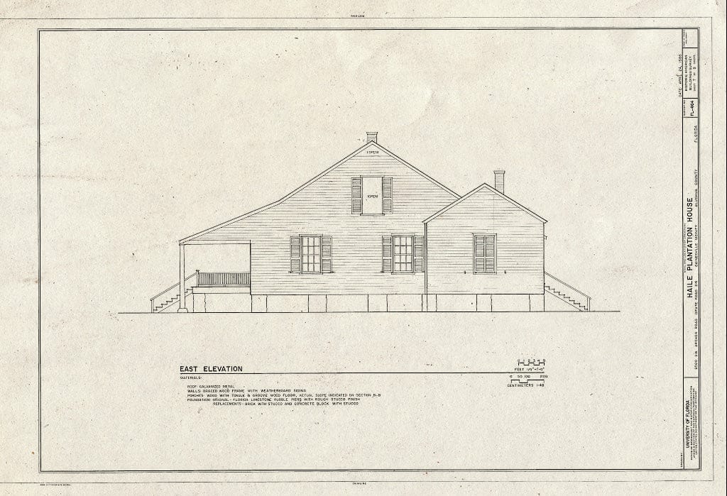 Blueprint HABS FL-464 (Sheet 7 of 9) - Haile Plantation House, 8500 Southwest Archer Road (State Route 24), Gainesville, Alachua County, FL
