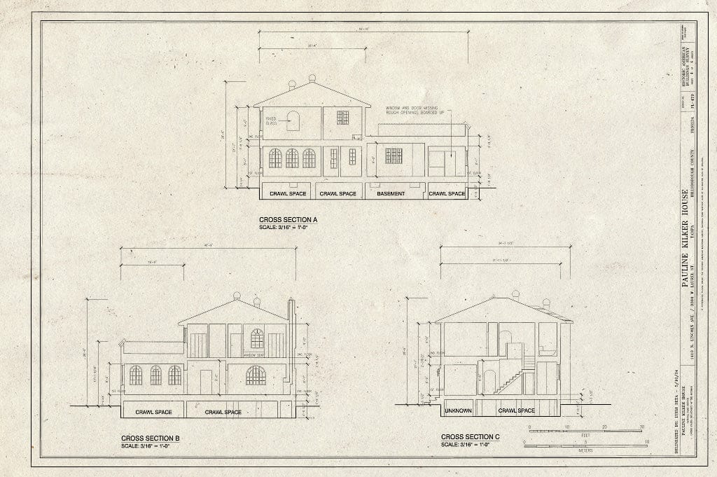 Blueprint HABS FL-479 (Sheet 4 of 4) - Pauline Kilker House, 1410 North Lincoln Avenue-3300 West Laurel Street, Tampa, Hillsborough County, FL