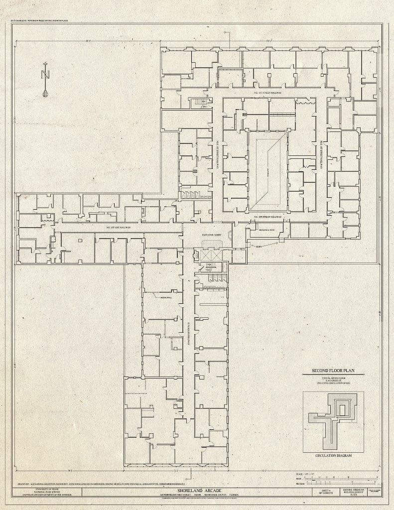Blueprint Second Floor Plan - Shoreland Arcade, 120 Northeast First Street, Miami, Miami-Dade County, FL