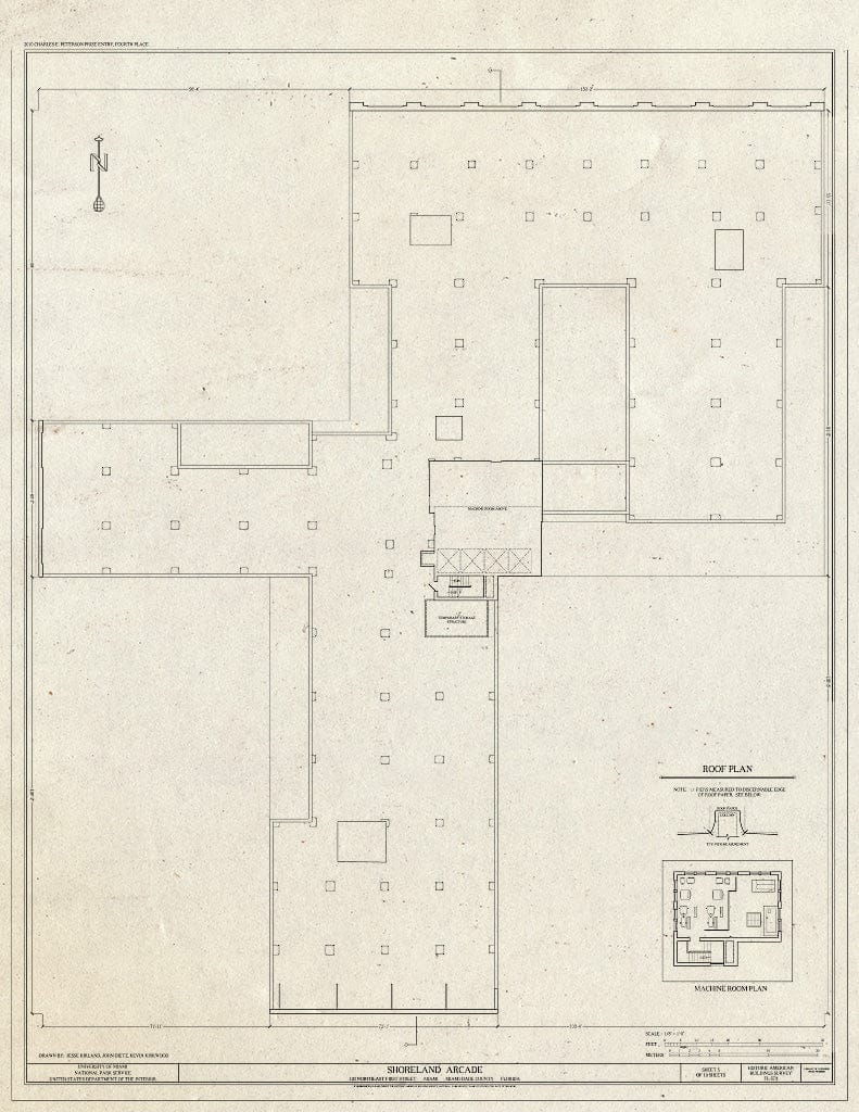 Blueprint Roof Plan - Shoreland Arcade, 120 Northeast First Street, Miami, Miami-Dade County, FL