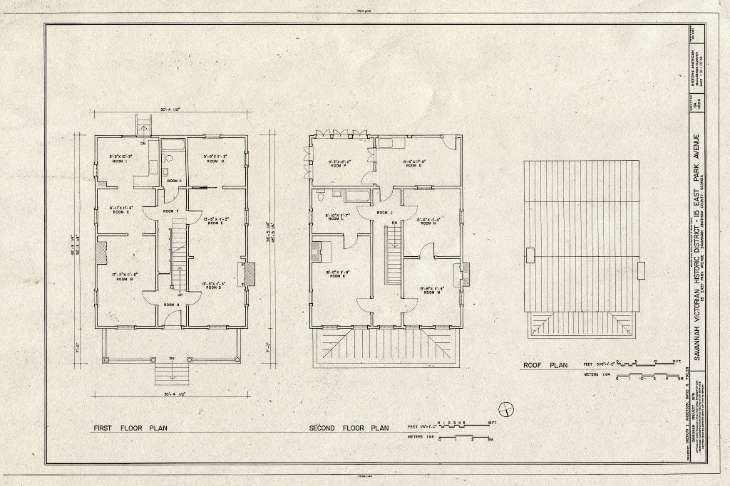 Blueprint HABS GA,26-SAV,53Q- (Sheet 1 of 1) - Savannah Victorian Historic District, 115 East Park Avenue (House), Savannah, Chatham County, GA