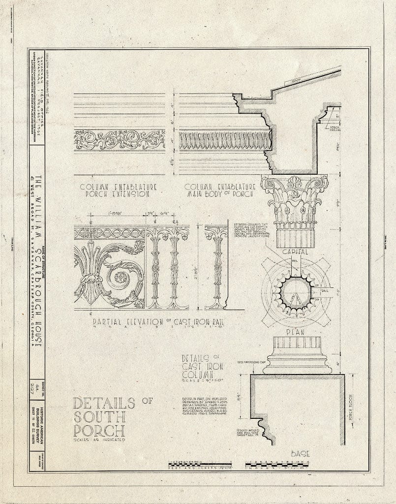 Blueprint HABS GA,26-SAV,39- (Sheet 16 of 22) - William Scarborough House, 41 West Broad Street, Savannah, Chatham County, GA