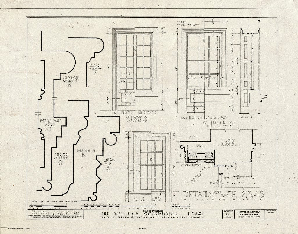 Blueprint HABS GA,26-SAV,39- (Sheet 18 of 22) - William Scarborough House, 41 West Broad Street, Savannah, Chatham County, GA