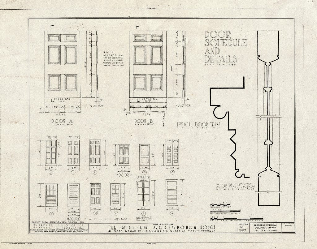 Blueprint HABS GA,26-SAV,39- (Sheet 19 of 22) - William Scarborough House, 41 West Broad Street, Savannah, Chatham County, GA