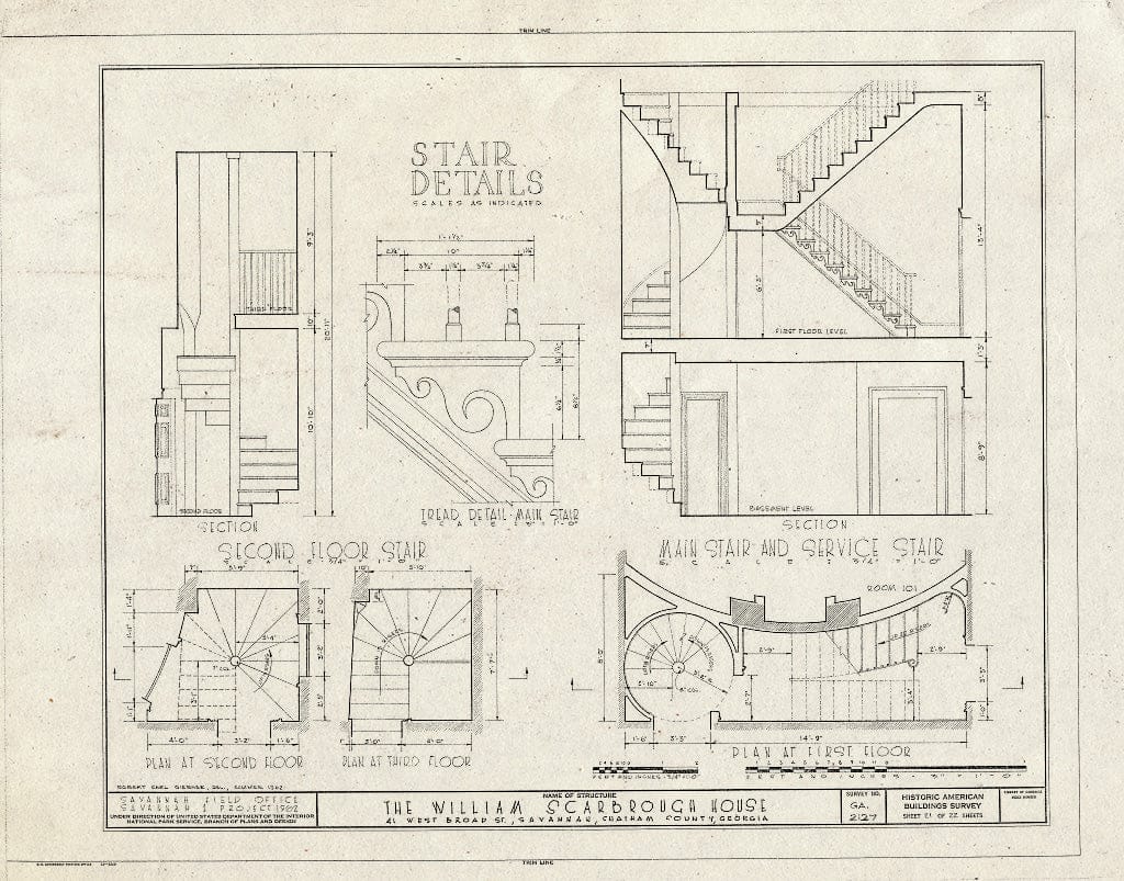 Blueprint HABS GA,26-SAV,39- (Sheet 21 of 22) - William Scarborough House, 41 West Broad Street, Savannah, Chatham County, GA