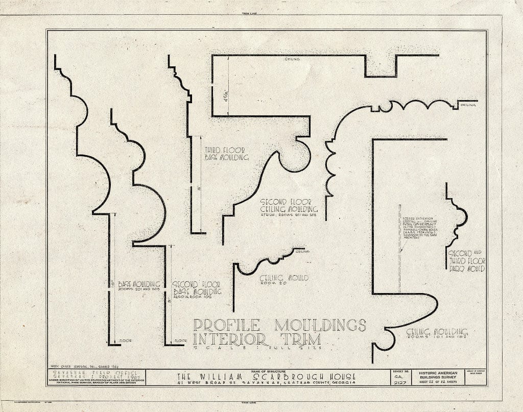 Blueprint HABS GA,26-SAV,39- (Sheet 22 of 22) - William Scarborough House, 41 West Broad Street, Savannah, Chatham County, GA