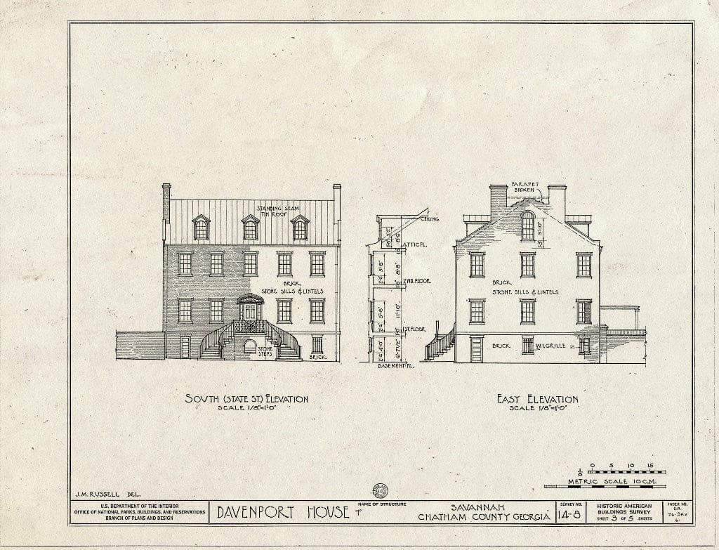 Blueprint HABS GA,26-SAV,6- (Sheet 3 of 5) - Isaiah Davenport House, 324 East State Street, Savannah, Chatham County, GA